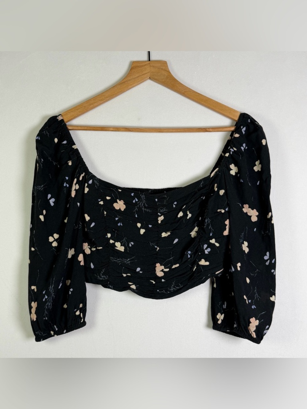 Aritzia Wilfred Womens Lolita Crop Blouse Floral Puff Sleeve Coquette Y2K Sz S - Picture 2 of 8